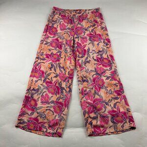 Old Navy Peach Pink Floral Lightweight Wide Leg Playa Pant L